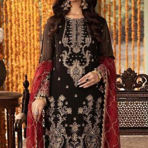 Chiffon Embroidered Front With Heavy Addawork Front Chiffon Embroidered Sleeves Embroidered Chiffon Dupatta With 4 Sided Laced