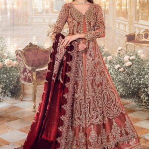 Brand Ayesha Imran bridal maxi RUEDAD E SAHR-A ravishing blush  Heavy Front Mehsori fabric Embroidered Sleeves embroidery on mehsori fabric slightly Sequence work on it with hand work & tassels body with 🖐 hand work adda work