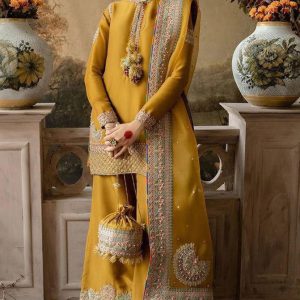 Neck, Chak & Daman Embroidered On Fabric  Sleeves Embroidered With Pulse Attached