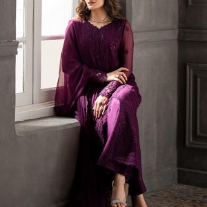 Heavy Front Mehsori fabric Embroidered  body with  hand work adda work  Complete net frock with Silk  trouser