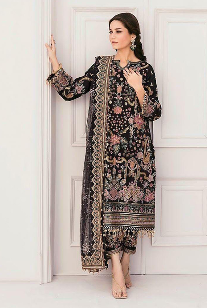 Heavy Embroidered Adda work Formal Bridal Collection-Black