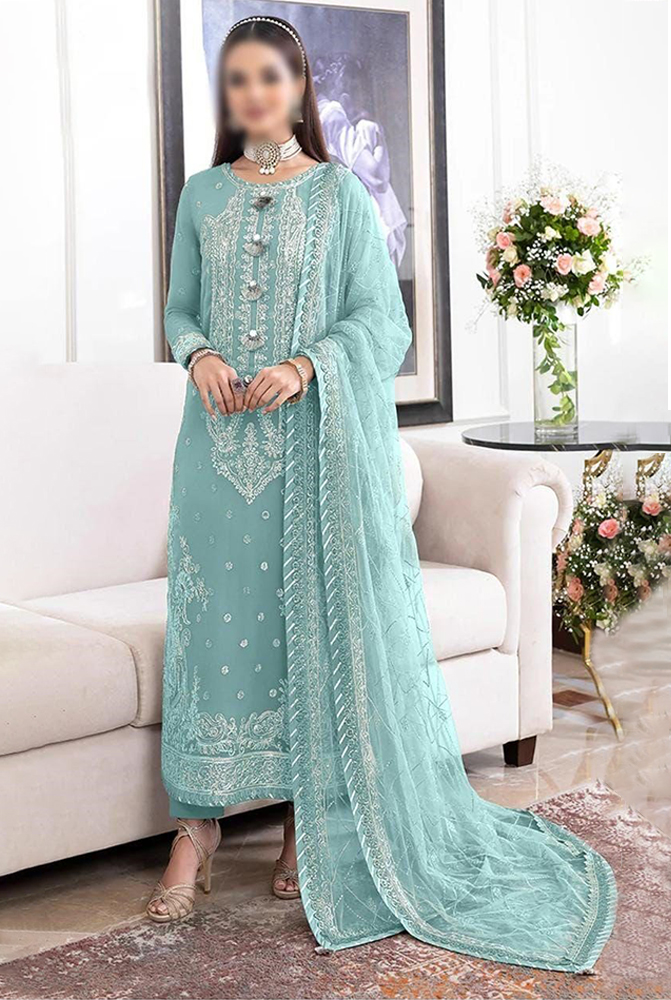 Fully Heavy Embroidery Chiffon Front Heavy Embroidered Neck  Heavy Embroidery Front Border Heavy Embroidery Chiffon Back  with Back Border Heavy Embroidery Selvees Heavy Embroidered Slevees Cuff Heavy Embroidered 02 Sides Chawk Bunches