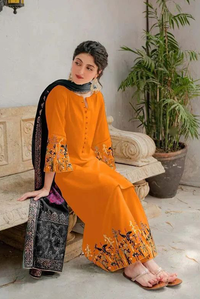 ◾Front Heavy Embroidered ◾Sleeves Heavy Embroidered ◾Heavy Embroidered Trouser (Premium Quality) ◾With Digital Printed Shaw